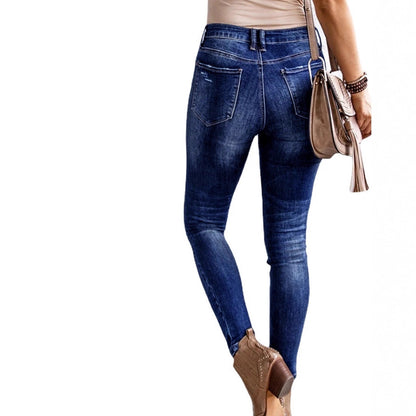 Damen Skinny Jeans mit modischen Rissen Stalluxe
