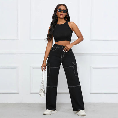 Damen Cargo-Jeans mit weitem Schnitt und praktischen Taschen Stalluxe