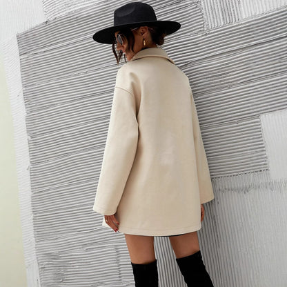 Damen Oversized Wollmantel mit modischem Schnitt und funktionalen Taschen Stalluxe