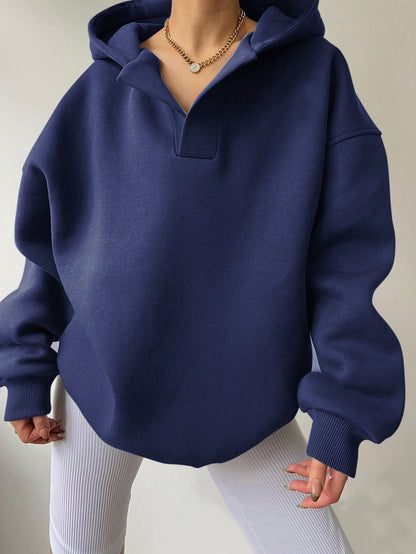 Damen Oversize Hoodie mit modernem Kragen und weichem Innenfutter Stalluxe