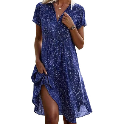 Damen Freizeitkleid mit Knopfverschluss und asymmetrischem Saum Stalluxe