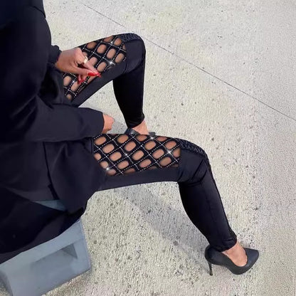 Damen Leggings mit Netzdetails und figurbetonter Passform Stalluxe