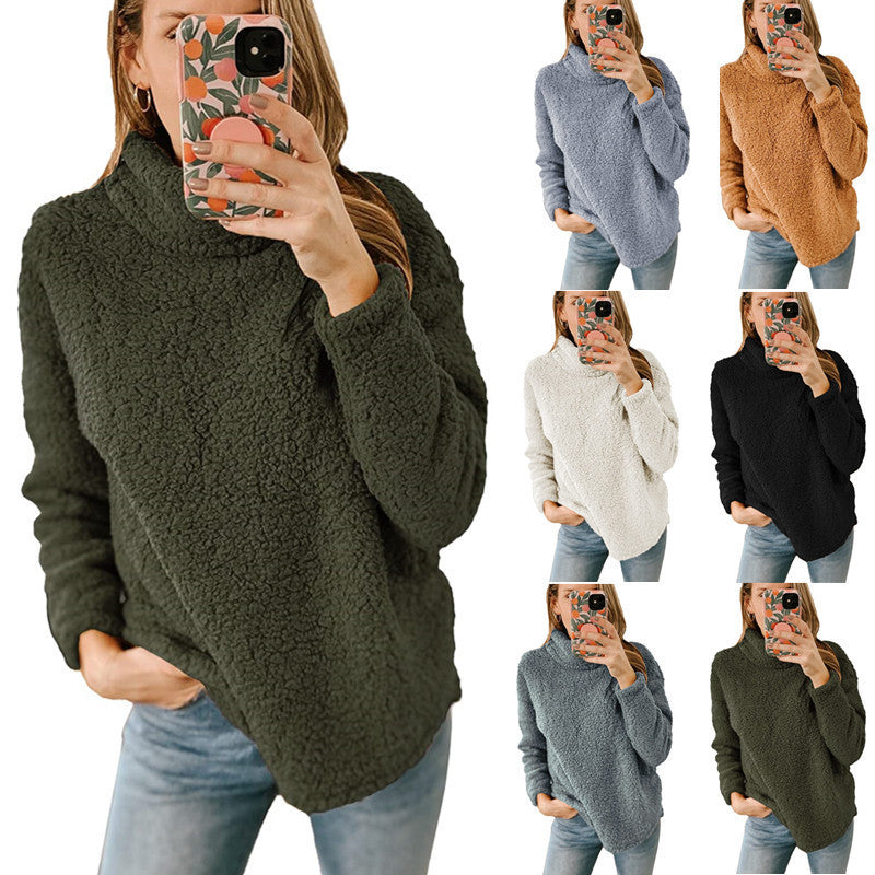 Damen Kuscheliger Sweatshirt-Pullover mit hohem Kragen und strukturiertem Fleece Stalluxe
