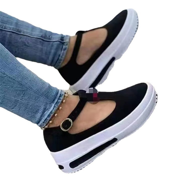 Damen Plateau-Sneaker mit weich gepolstertem Fußbett und verstellbarem Riemen Stalluxe