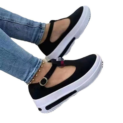 Damen Plateau-Sneaker mit weich gepolstertem Fußbett und verstellbarem Riemen Stalluxe