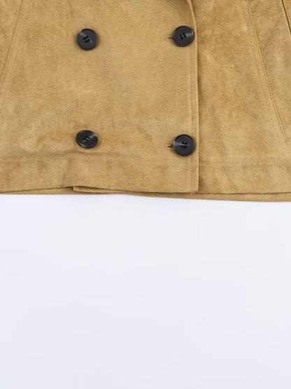 Damen Modische Cropped Trenchjacke mit doppelter Knopfleiste und praktischen Taschen Stalluxe