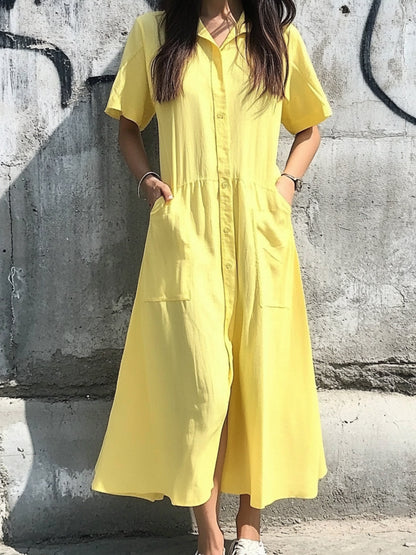 Damen Hemdkleid mit Knopfdetails und praktischen Taschen Stalluxe