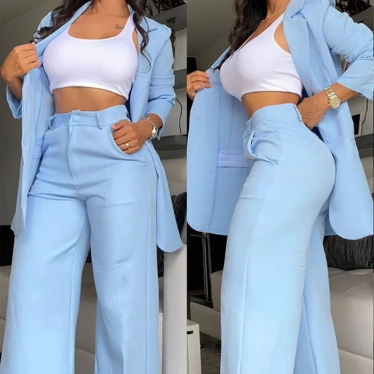 Damen Modernes Blazer-Set mit weiten Hosen und klassischem Schnitt Stalluxe