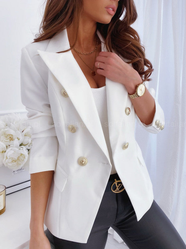 Damen Eleganter Doppelreiher Blazer im modernen Design mit goldenen Knöpfen Stalluxe
