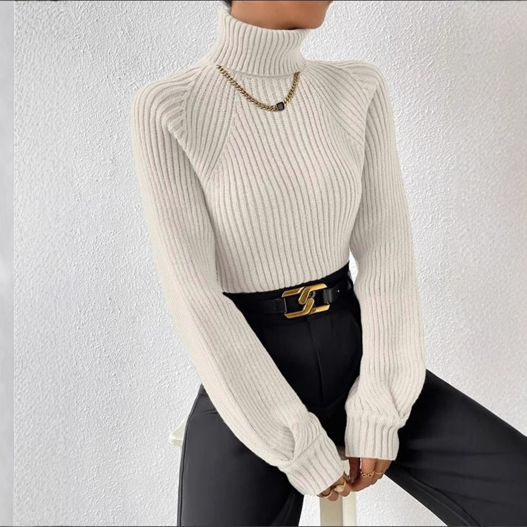 Damen figurbetonter Pullover mit Rippstruktur und Stehkragen Stalluxe