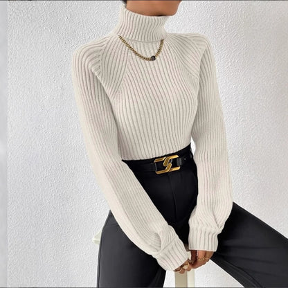 Damen figurbetonter Pullover mit Rippstruktur und Stehkragen Stalluxe