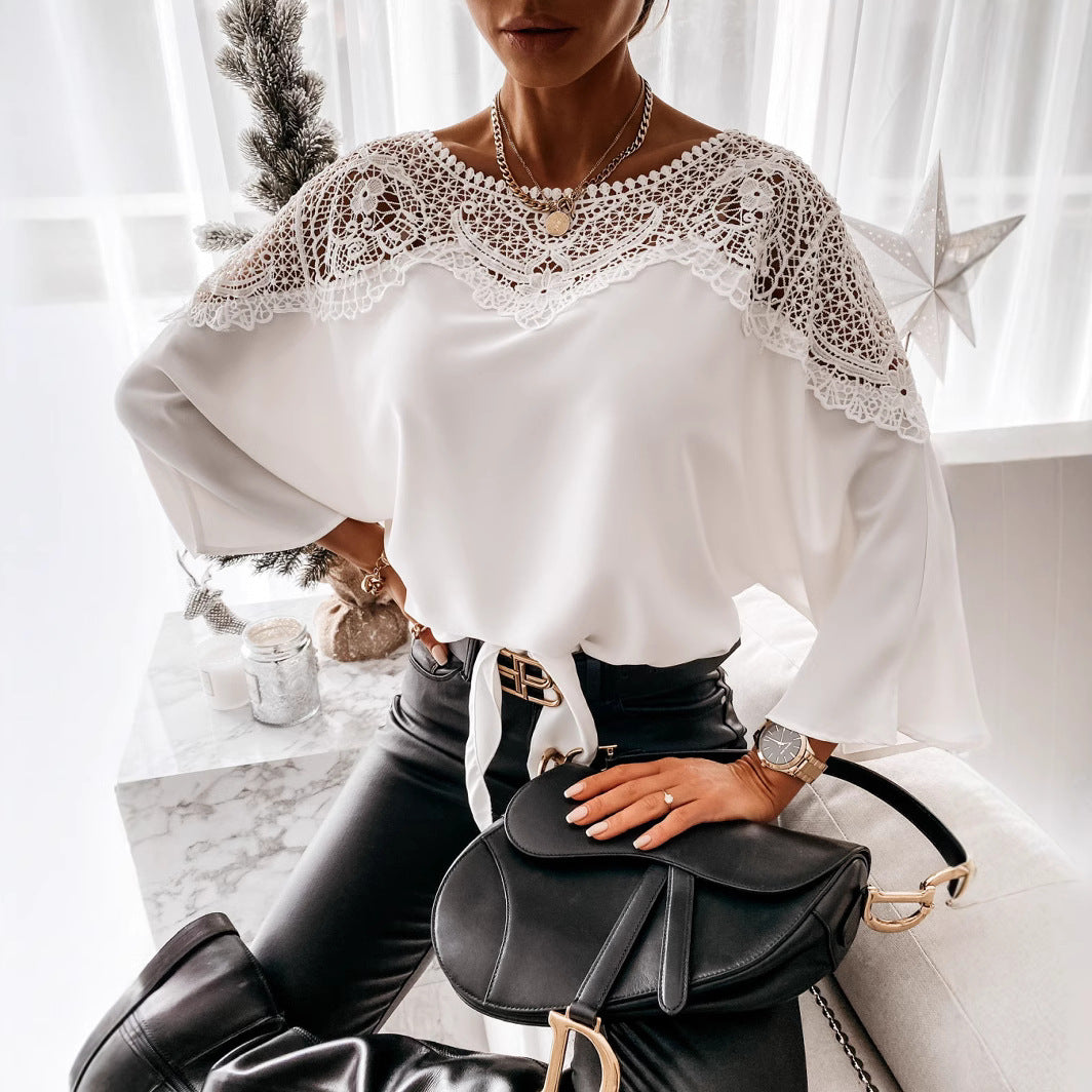 Damen Bluse mit Spitzendetails und lässigem Schnitt Stalluxe