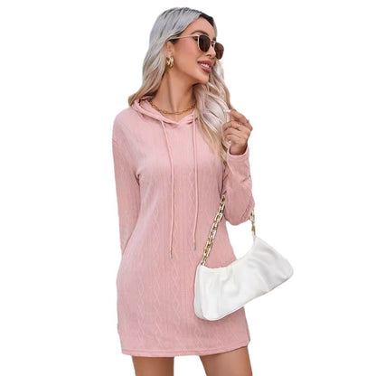 Damen Strickkleid mit Kapuze und modischem Noppenmuster Stalluxe