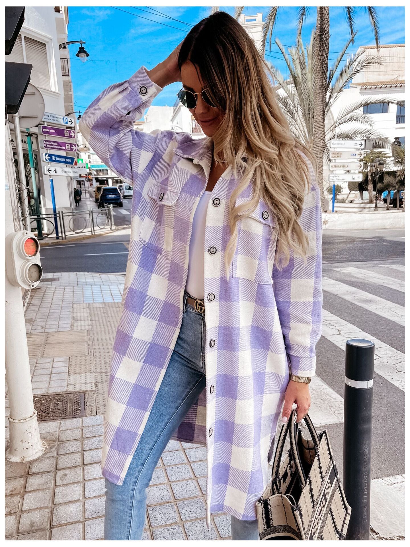 Damen Karierter Oversized-Hemdjacke Stalluxe
