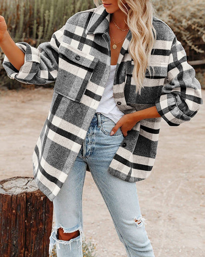 Damen Flanell-Hemdjacke im Karomuster Stalluxe