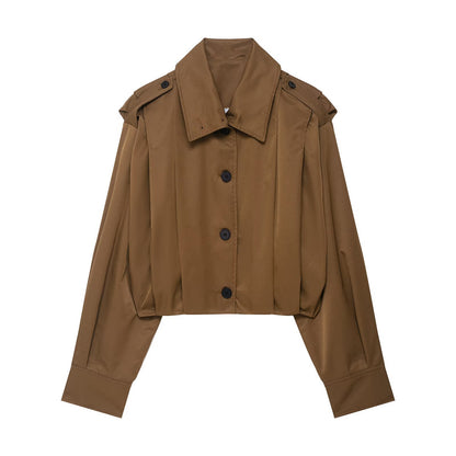 Damen cropped Blusenjacke mit elegantem Schnitt und Knopfdetails Stalluxe