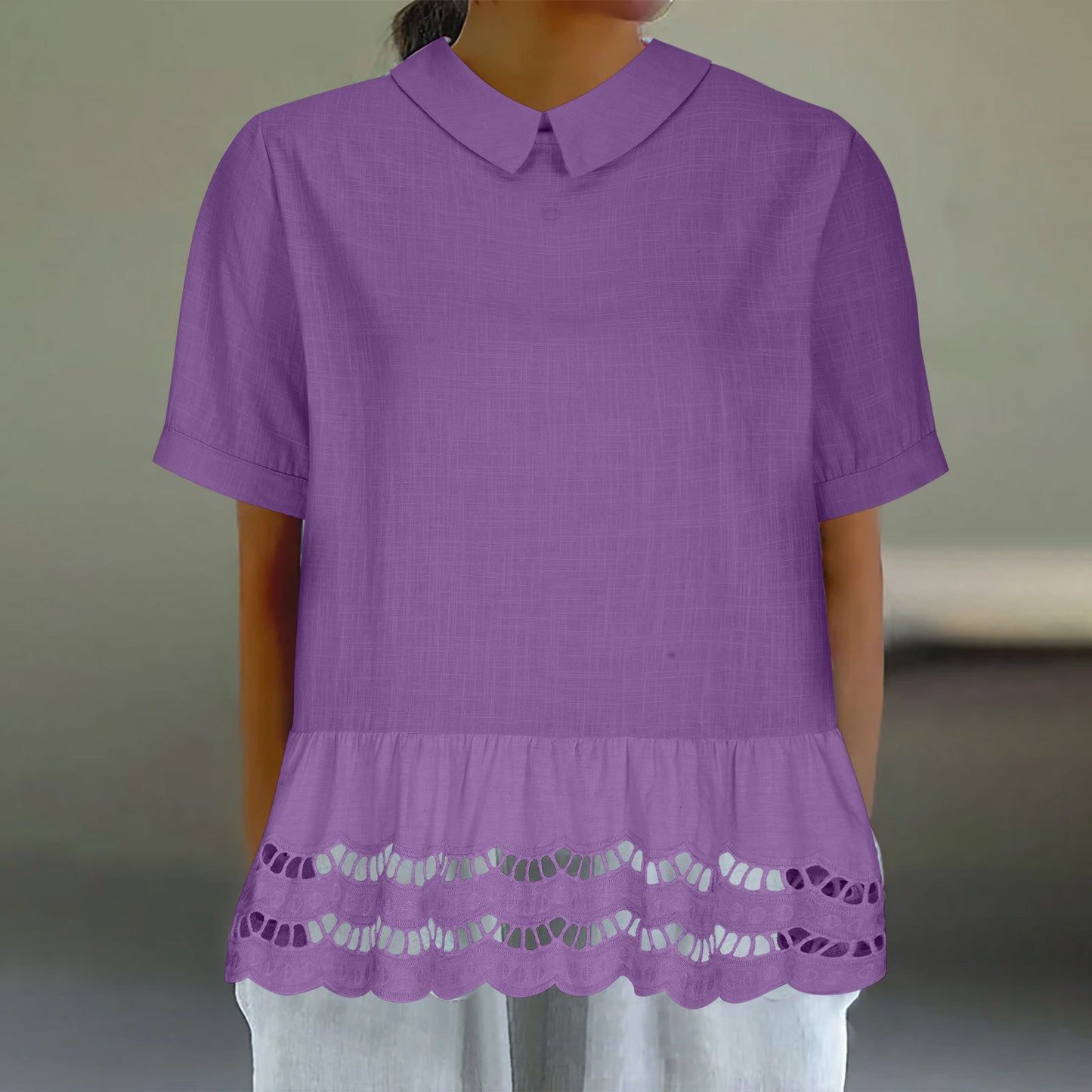 Damen Bluse mit Rüschensaum und ausgestellten Ärmeln Stalluxe