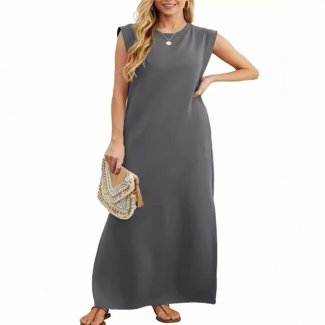 Frauen Casual Maxi Kleid mit Cap Sleeve Design Stalluxe