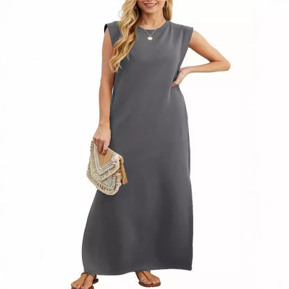 Frauen Casual Maxi Kleid mit Cap Sleeve Design Stalluxe