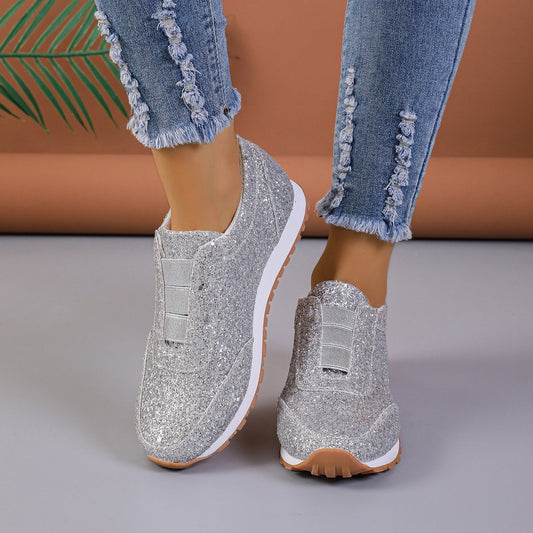 Damen Glitzernde Slip-On Sneakers mit komfortabler Sohle und atmungsaktiver Struktur Stalluxe