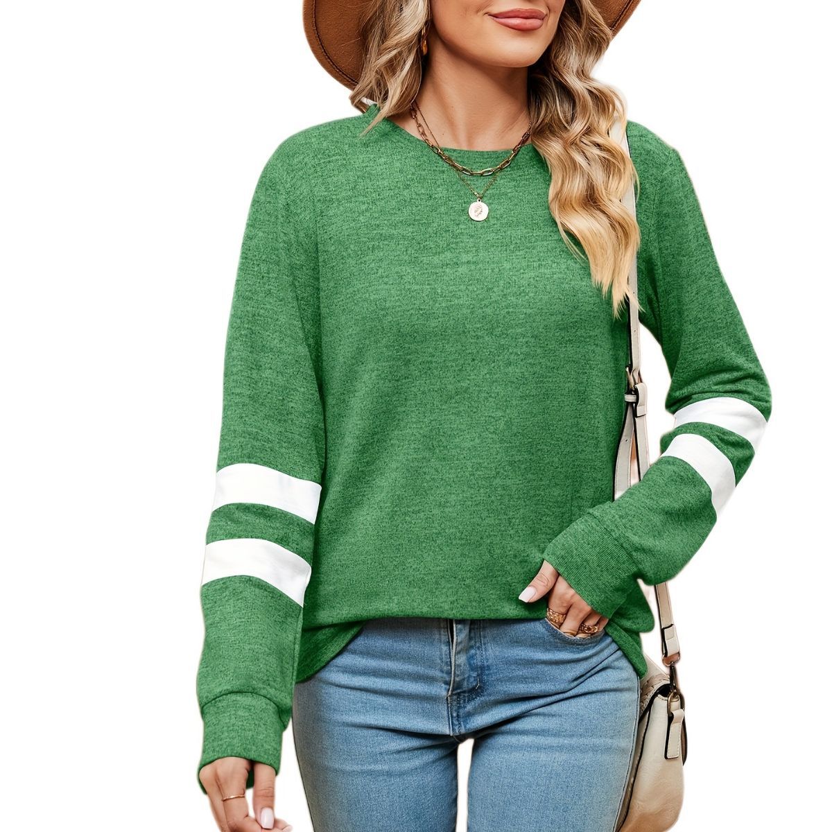 Damen sportliches Sweatshirt mit dekorativen Streifendetails Stalluxe