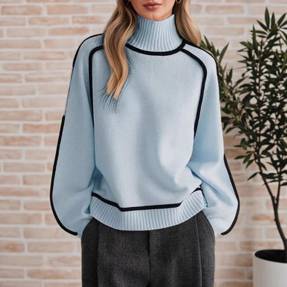 Damen Pullover mit hohem Kragen und modernen Strukturdetails Stalluxe