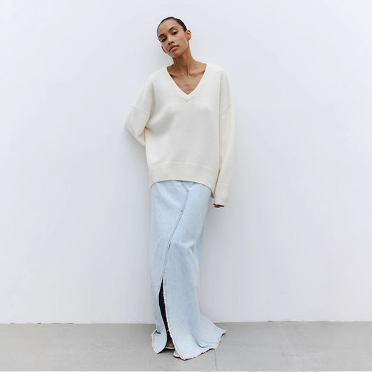 Damen langer Jeansrock mit seitlichem Schlitz und hochwertiger Baumwolle Stalluxe