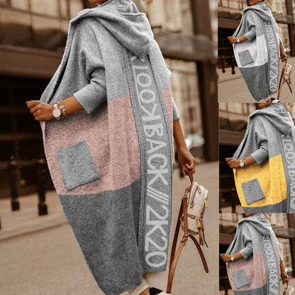 Damen modischer Oversized-Strickmantel mit Kapuze und Taschen Stalluxe