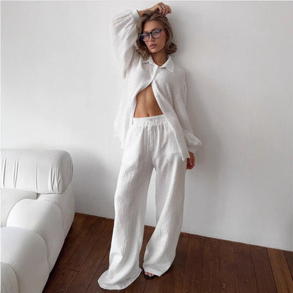 Damen lässiges Oberteil und weite Hose Set Stalluxe