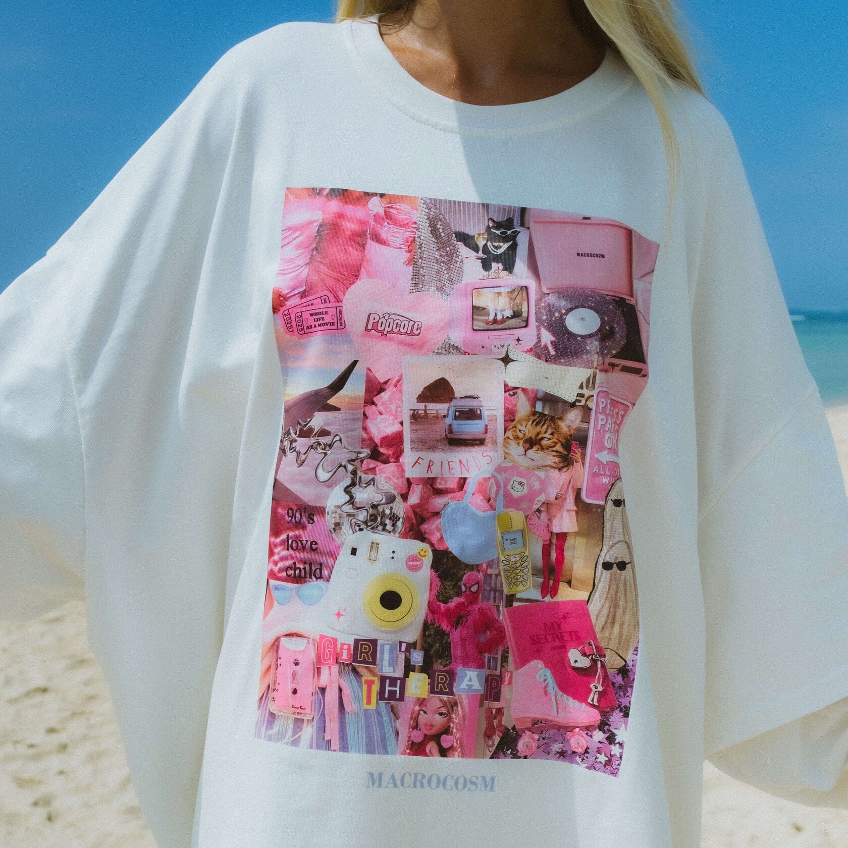 Damen Oversized T-Shirt mit kreativem Druckmotiv Stalluxe Weiß