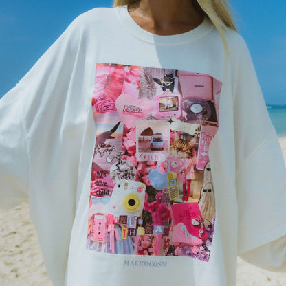 Damen Oversized T-Shirt mit kreativem Druckmotiv Stalluxe Weiß