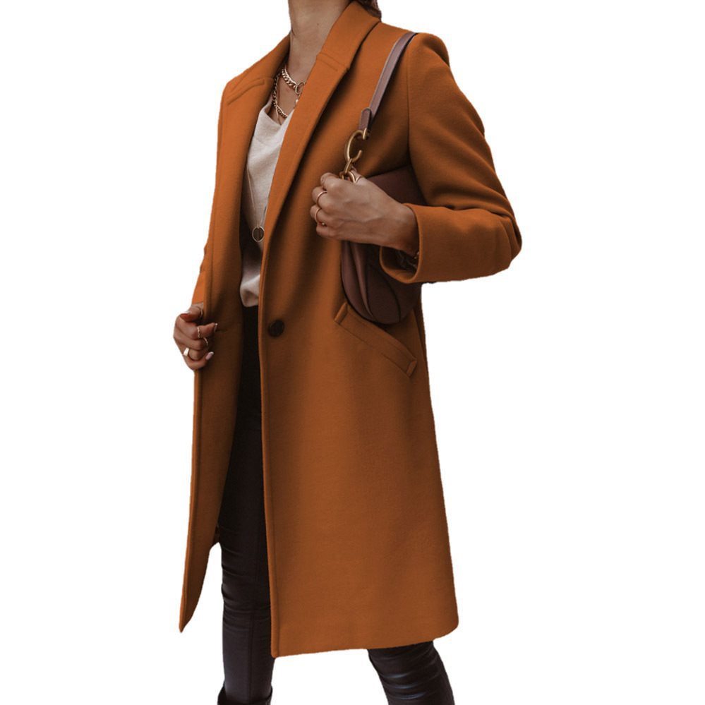 Damen Eleganter und hochwertiger Wollmantel mit schmalem Schnitt Stalluxe