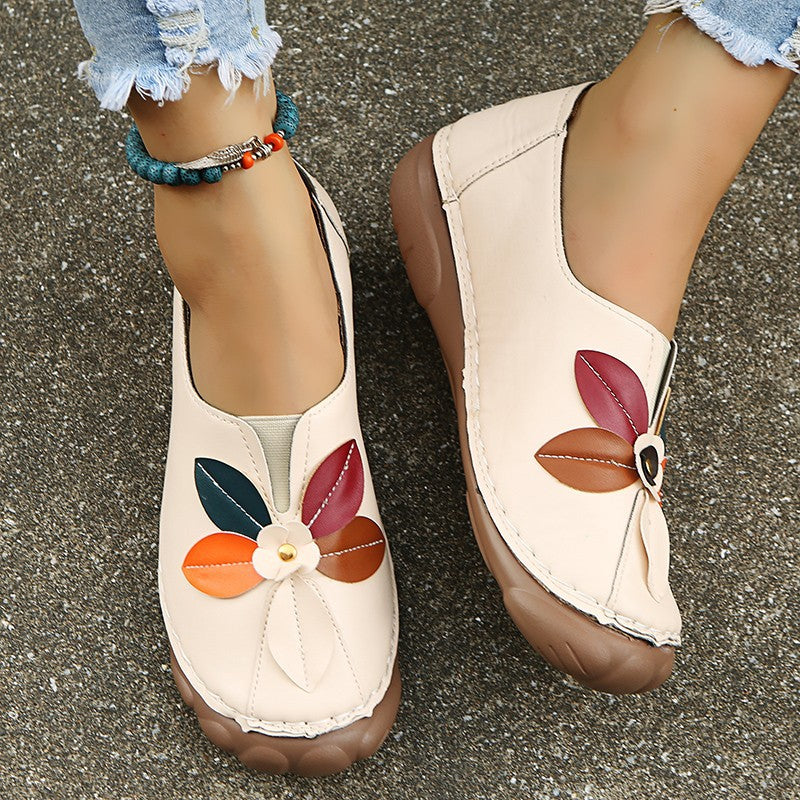 Damen bequeme Ballerinas mit floralem Design und elastischem Riemen Stalluxe
