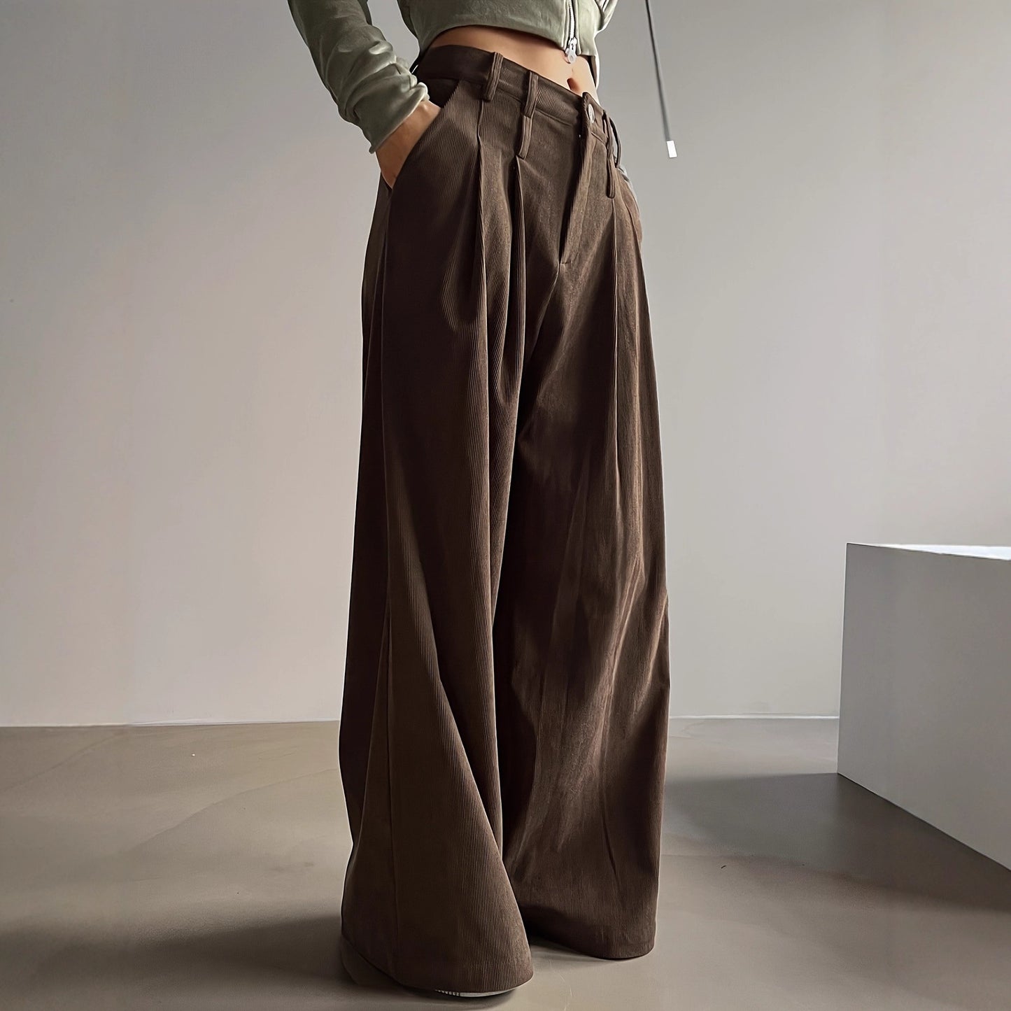 Damen weite High-Waist-Hosen Stalluxe