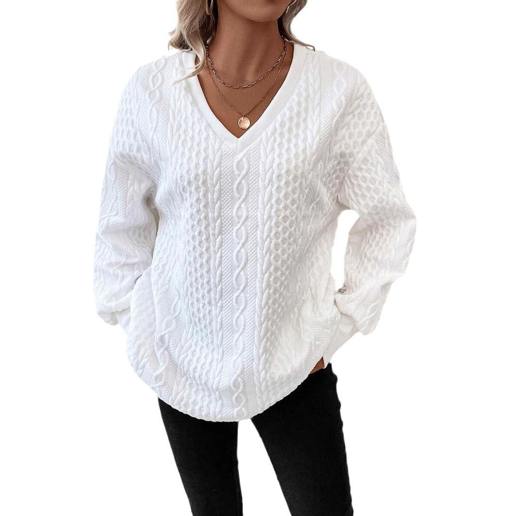 Damen Strickpullover mit tiefem V-Ausschnitt und strukturiertem Muster Stalluxe