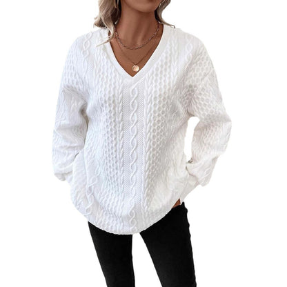 Damen Strickpullover mit tiefem V-Ausschnitt und strukturiertem Muster Stalluxe