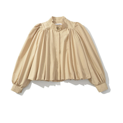 Damen modische Blusenjacke mit einzigartiger Drapierung und Knopfdetails Stalluxe