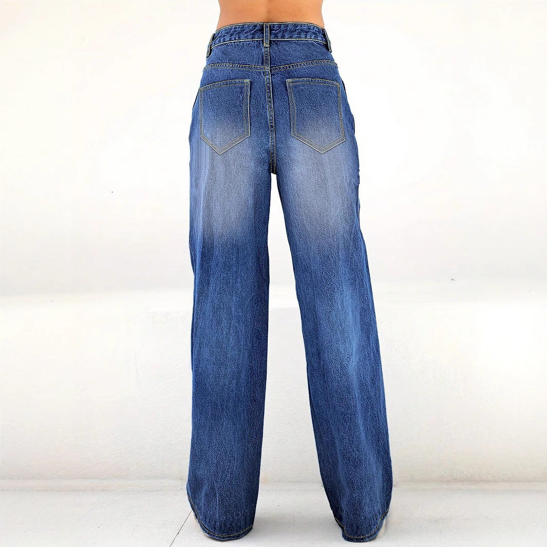Damen Weit geschnittene Jeans mit Herzen-Design Stalluxe