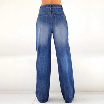 Damen Weit geschnittene Jeans mit Herzen-Design Stalluxe