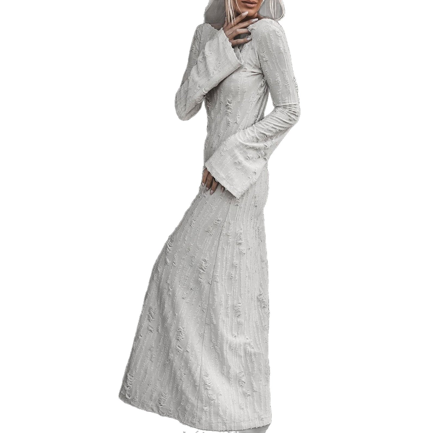 Damen Elegantes Maxikleid mit raffinierten Rüschen- und Ärmeldetails Stalluxe