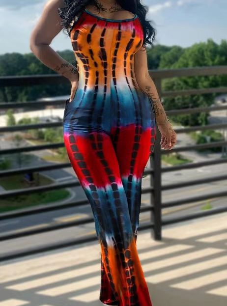 Damen ästhetischer Jumpsuit mit schickem Tie-Dye-Muster Stalluxe