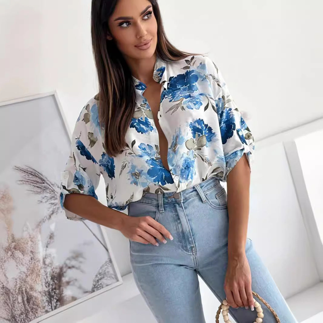 Damen Bluse mit floralem Design und lockerem Schnitt Stalluxe