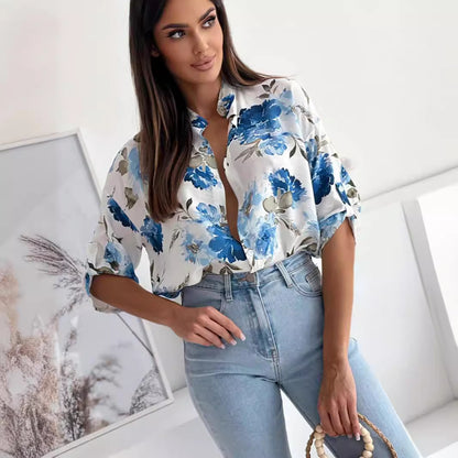 Damen Bluse mit floralem Design und lockerem Schnitt Stalluxe