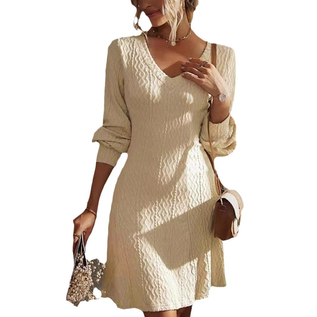 Damen Wickelkleid mit strukturiertem Muster und V-Ausschnitt Stalluxe