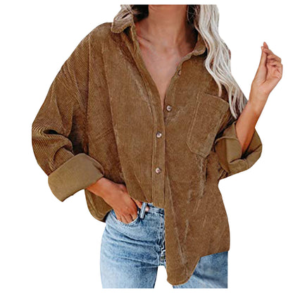 Damen Übergroße Kordbluse Stalluxe