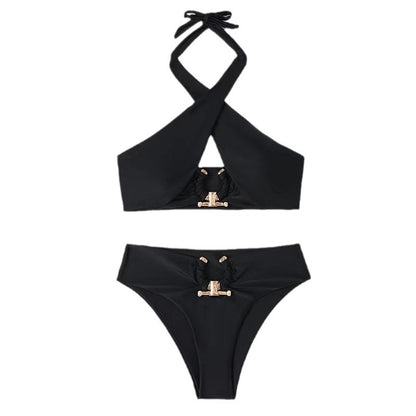 Damen Bikini-Set mit raffinierten Knoten-Details und goldenen Akzenten Stalluxe