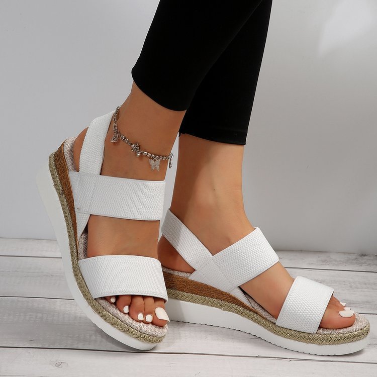 Damen Wedge-Sandalen mit gepolstertem Fußbett und elastischen Riemen Stalluxe