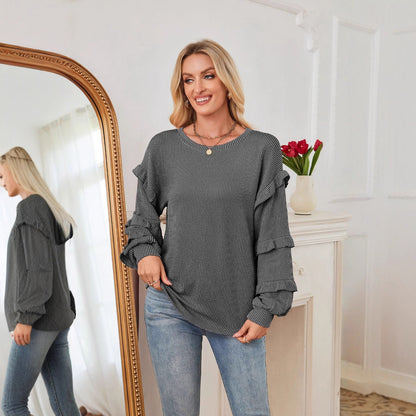 Damen lässiges Oberteil mit Rüschendetails und strukturiertem Design Stalluxe