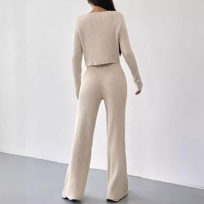 Damen Set mit Rippstruktur und modischem V-Ausschnitt Stalluxe