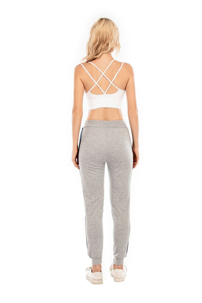 Damen Sportliche Freizeithose mit elastischem Bündchen und seitlichen Kontraststreifen Stalluxe